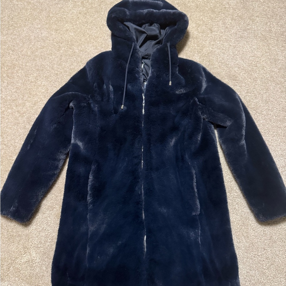 Carolina Belle Navy Faux Fur Coat